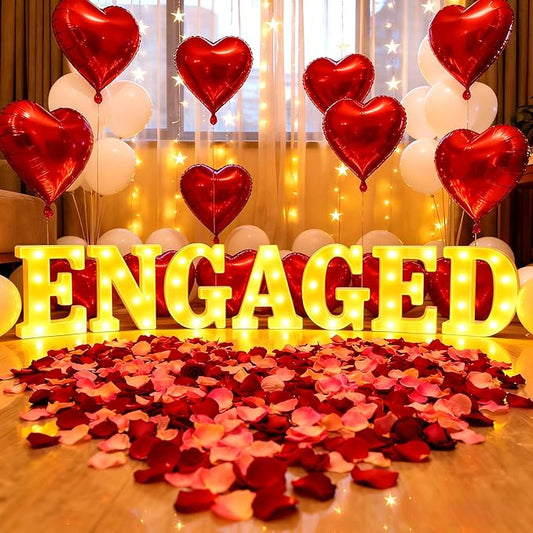 Engagement Party Decorations Engaged LED Light Up Letters With Rose
