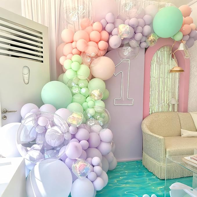 Pastel Balloons Arch Magic Unicorn Birthday Party Decorations Purple