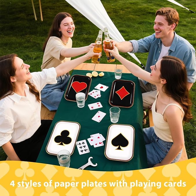 60Pcs Poker Party Paper Plates 10 x 6.5 Poker Disposable Paper