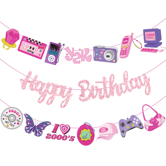 Y2k 2000s Birthday Party Banners Hot Girls Pink Birthday Party