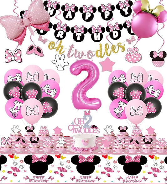 Pink Mouse 2nd Birthday Party Supplies Oh Twodles Girl Second