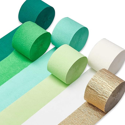 PartyWoo Crepe Paper Streamers 6 Rolls 492ft, Pack of Lime Green,