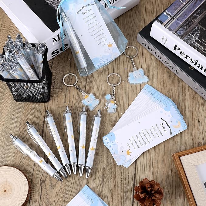 145 Pieces Baby Shower Favors for Guest Blue Elephant Ballpoint Pens