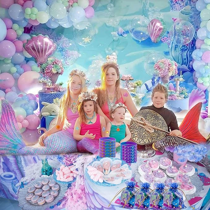 134Pcs Mermaid Party Favors Birthday Decorations for Girls Party
