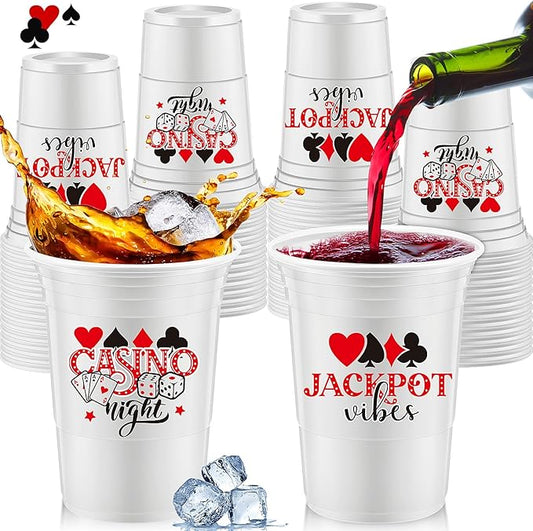 48 Pcs Casino Night Party Supplies Bulk 16 oz Casino Night Party