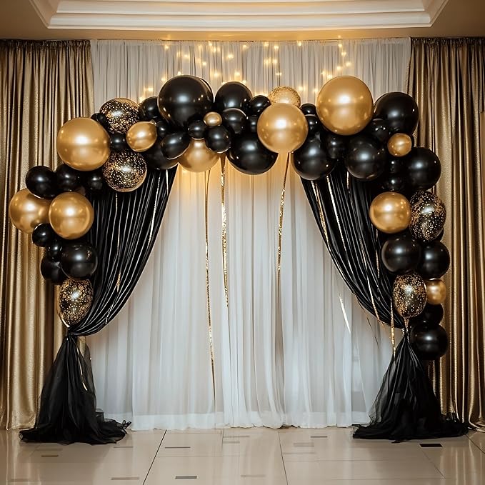 Black and Gold Balloons, 55 Pcs 12 Inch Metallic Gold Balloons Black