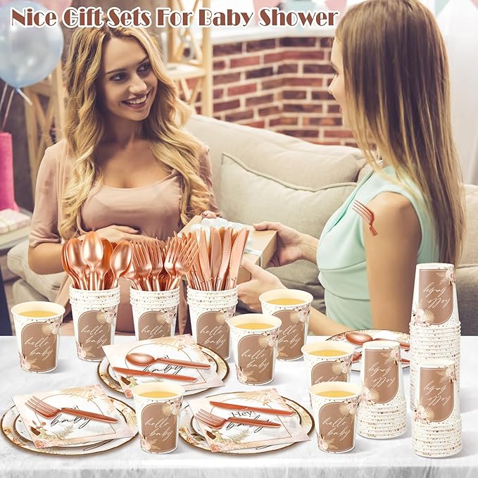 Dandat 350 Pcs Baby Shower Plates Set Baby Shower Party Supplies