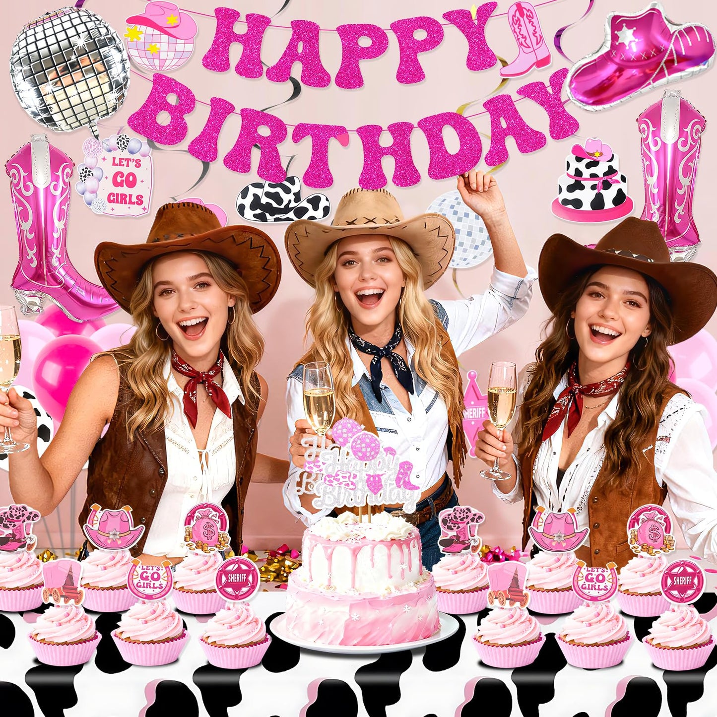 Cowgirl Birthday Party Decorations, Disco Cowgirl Party Supplies with