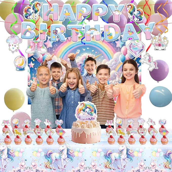 220Pcs Unicorn Party Birthday Supplies Unicorn Party Decorations