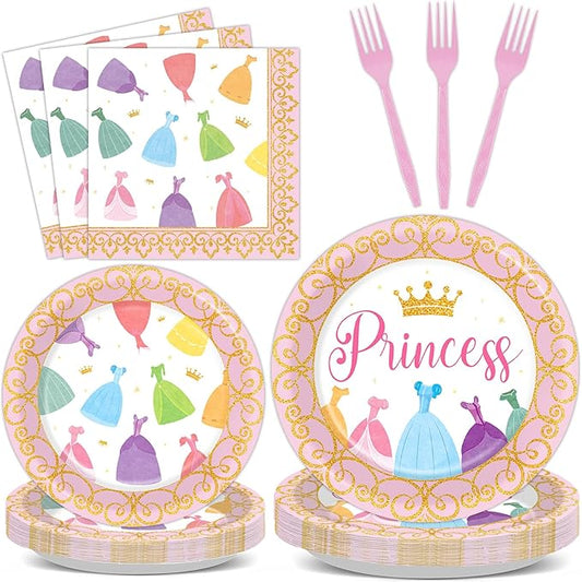 100 Pcs Princess Birthday Plates and Napkins Princess Themed Party