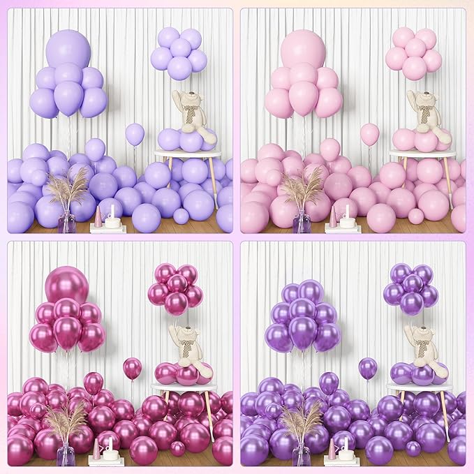 153pcs Pink Purple Balloon Garland Arch Kit, Different Sizes