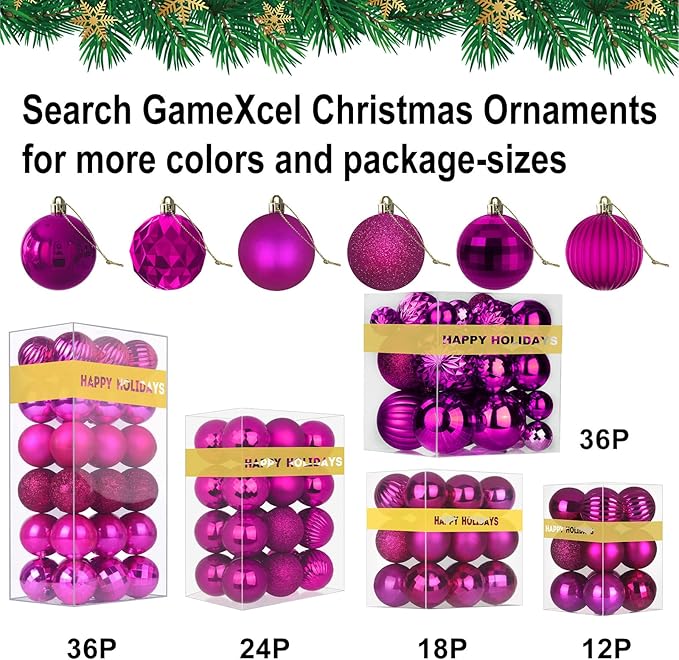 Fuchsia Christmas Ornaments - Christmas Tree Decorations Shatterproof