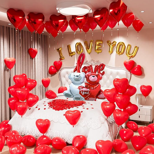 Valentine Day Balloons Decorations I Love You Balloon and Love Bear