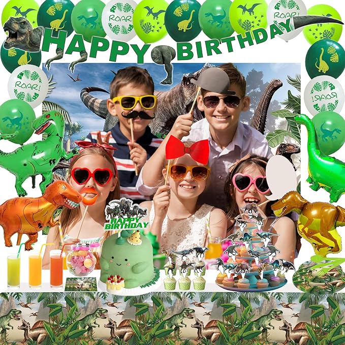 Dinosaur Birthday Party Supplies Decorations Include Backdrop