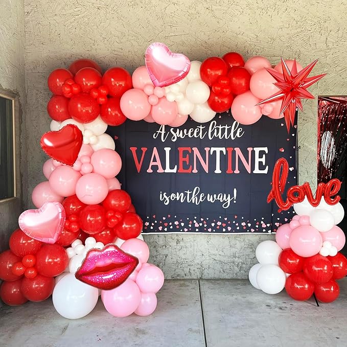 Valentines Day Balloon Arch Garland Kit Red Pink White Balloons