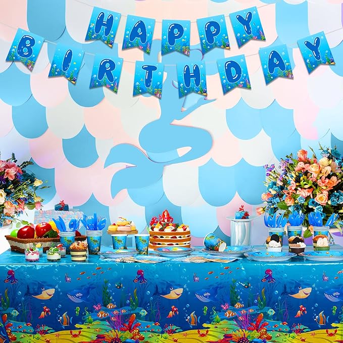 171 Pcs Under the Sea Party Supplies Ocean Sea Party Tableware Set