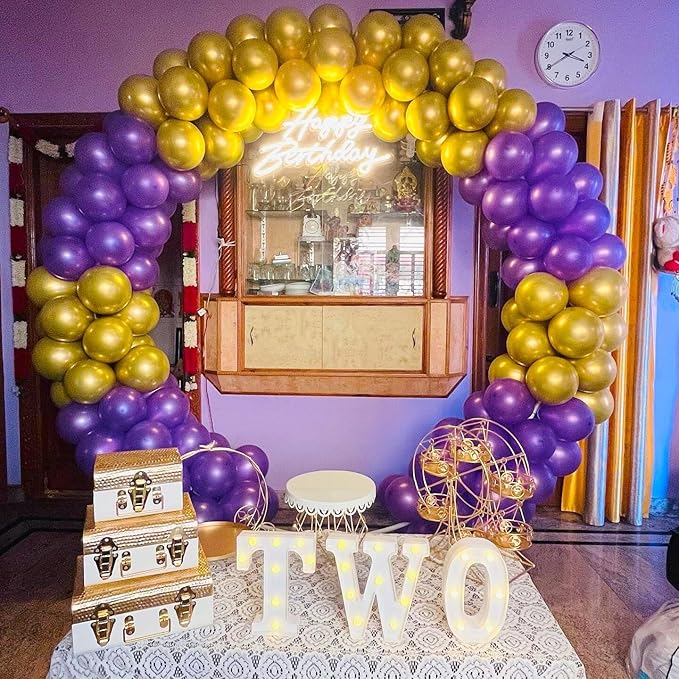 BAUANOOY Purple and Gold balloons, 60pcs 12 Inch Purple Metallic