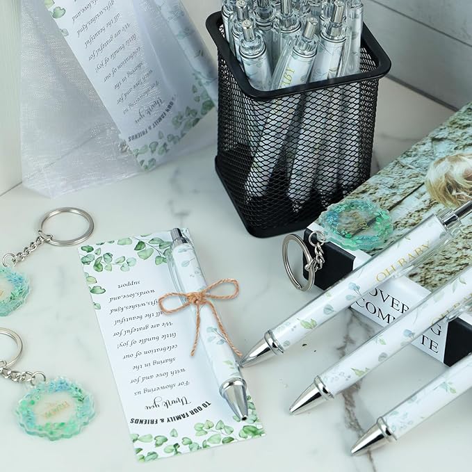 145 Pieces Baby Shower Favors for Guest Eucalyptus Leaf Ballpoint