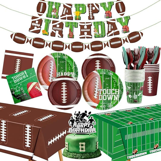 Football Party Decorations Kit Disposable Tableware Set Includes