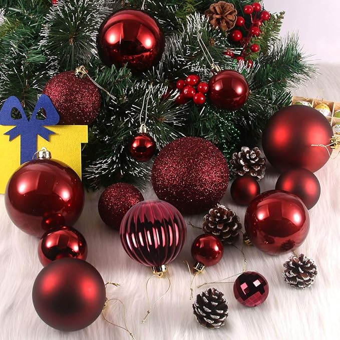 Maroon Large Christmas Balls-Christmas Tree Decoration Ornaments