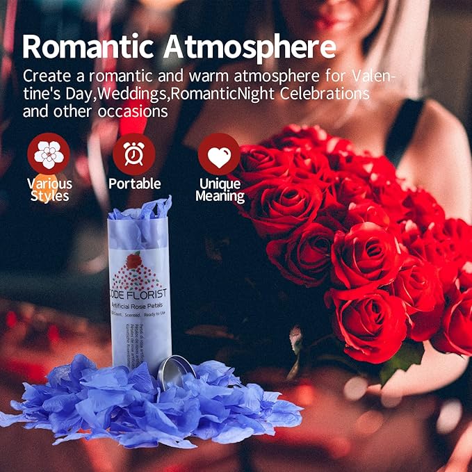 CODE FLORIST 1500 PCS Light Blue Silk Rose Petals for Valentine's