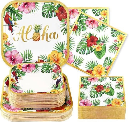200Pcs Hawaiian Luau Party Decorations Aloha Tropical Hibiscus