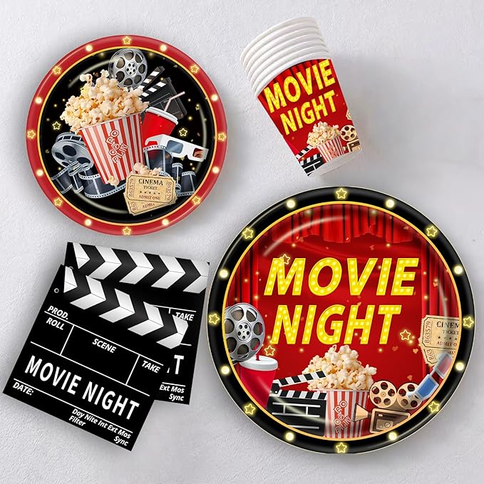 140pcs Movie Night Supplies Now Showing Convenient Paper Tableware
