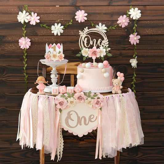 HODIHIWI Wildflower 1st High Chair Banner Birthday Decorations Fo Ligh