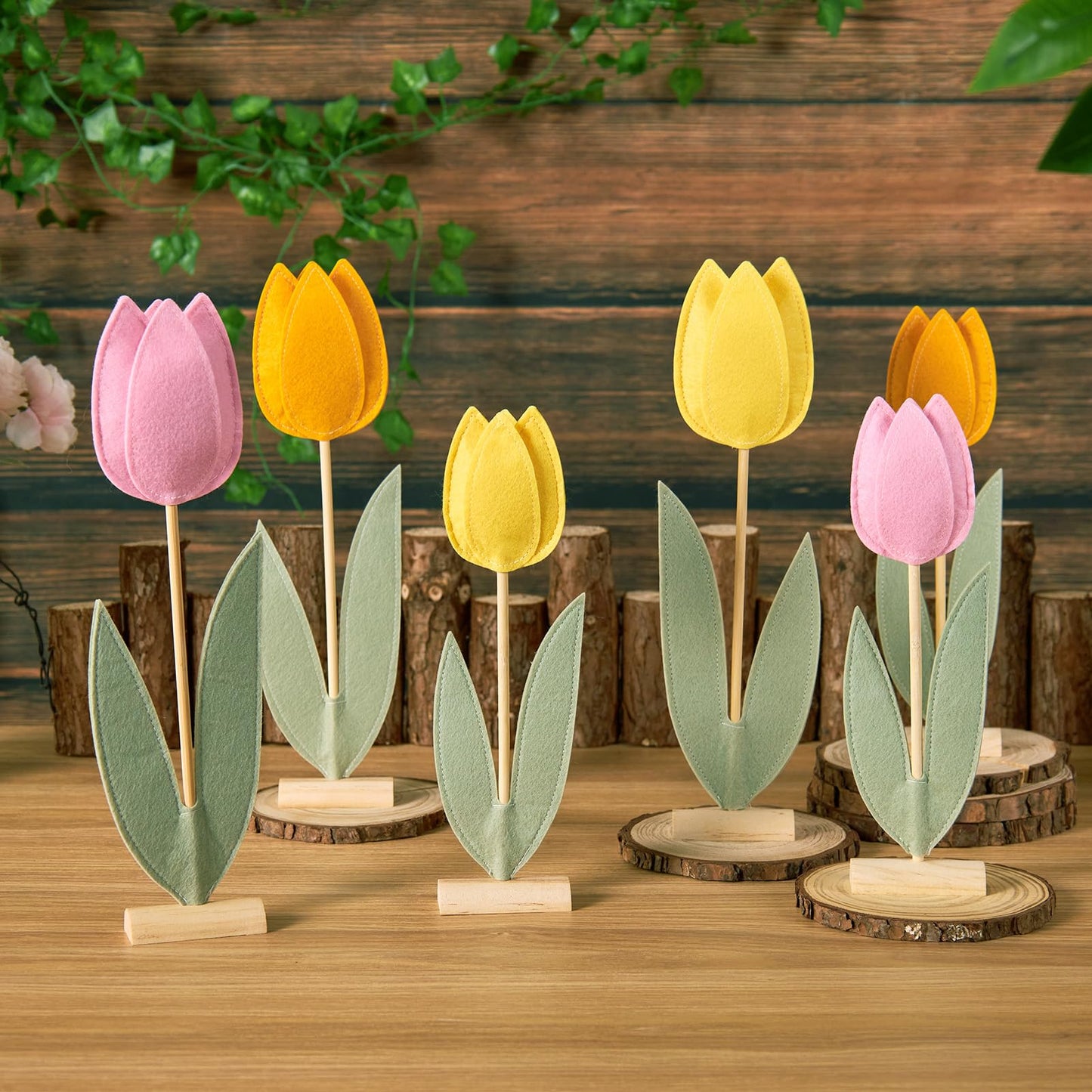 Paper Jazz 6 Pcs Tulip Centerpiece for Table Spring Felt Tulip