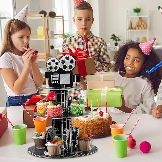 Colarr 2 Pack Movie Night Party Decorations Cupcake Stand 3 Tier