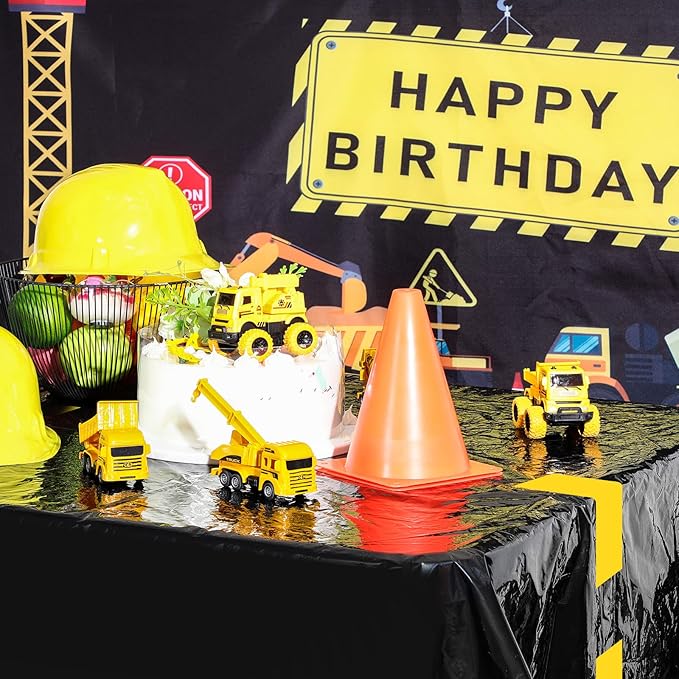 3 Pcs Construction Birthday Party Tablecloth 51 x 71 Inch Road Table