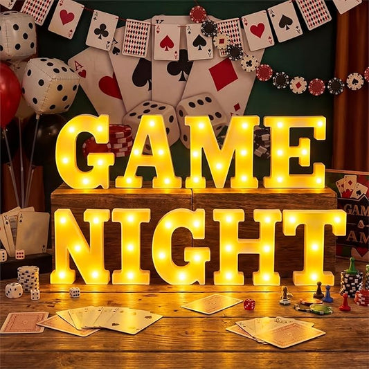 Honoson 9 Pcs Casino Theme Party Decorations Game Night Lights up LED