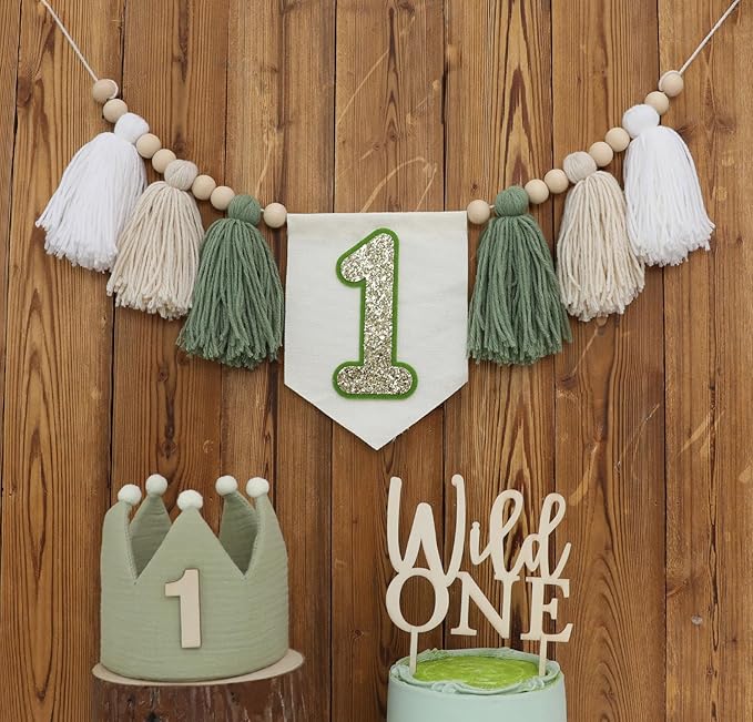 Wild One High Chair Banner For 1st Birthday Party Boy