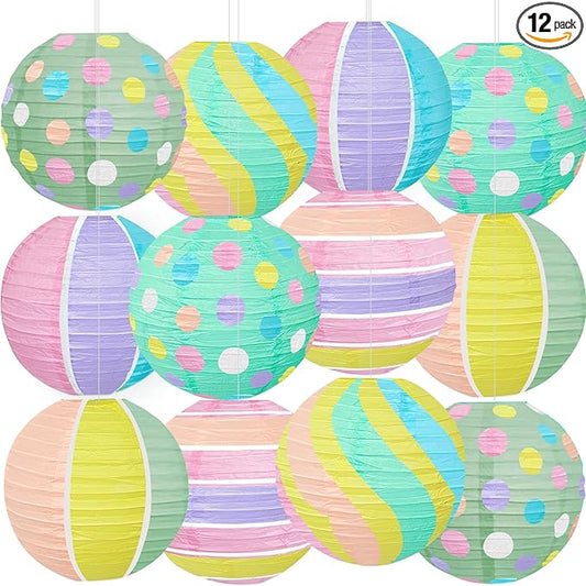 Pastel Paper Lanterns for Easter Party Decorations 12pcs Macaron