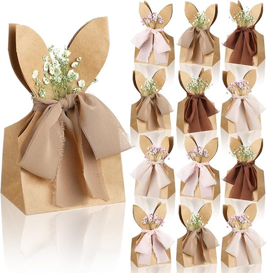 Affrolling 24 Set Boho Bow Easter Bunny Party Favor Bags DIY Bunny #4