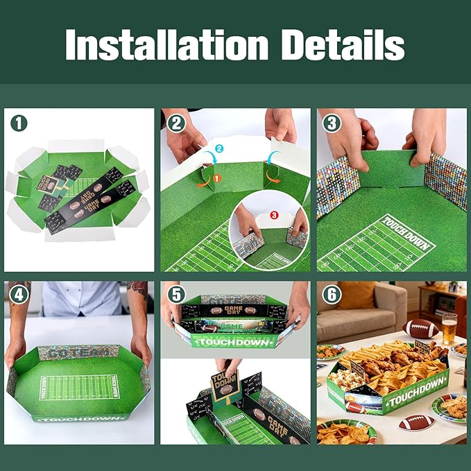 Football Party Supplies Kit 3 Pcs Large Football Paper Food Plates