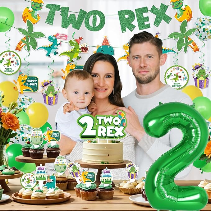 Two Rex Birthday Decorations Dinosaur 2nd Birthday Decorations Boy