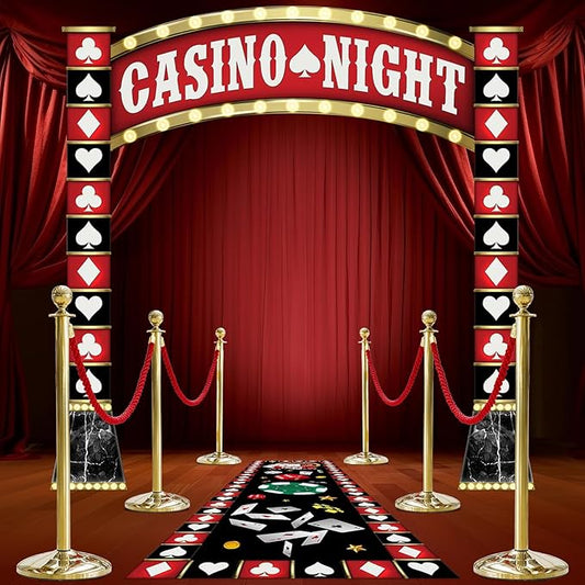 Casino Night Porch Banner Set 2PCs 41.66x98.4in Poker Signs with