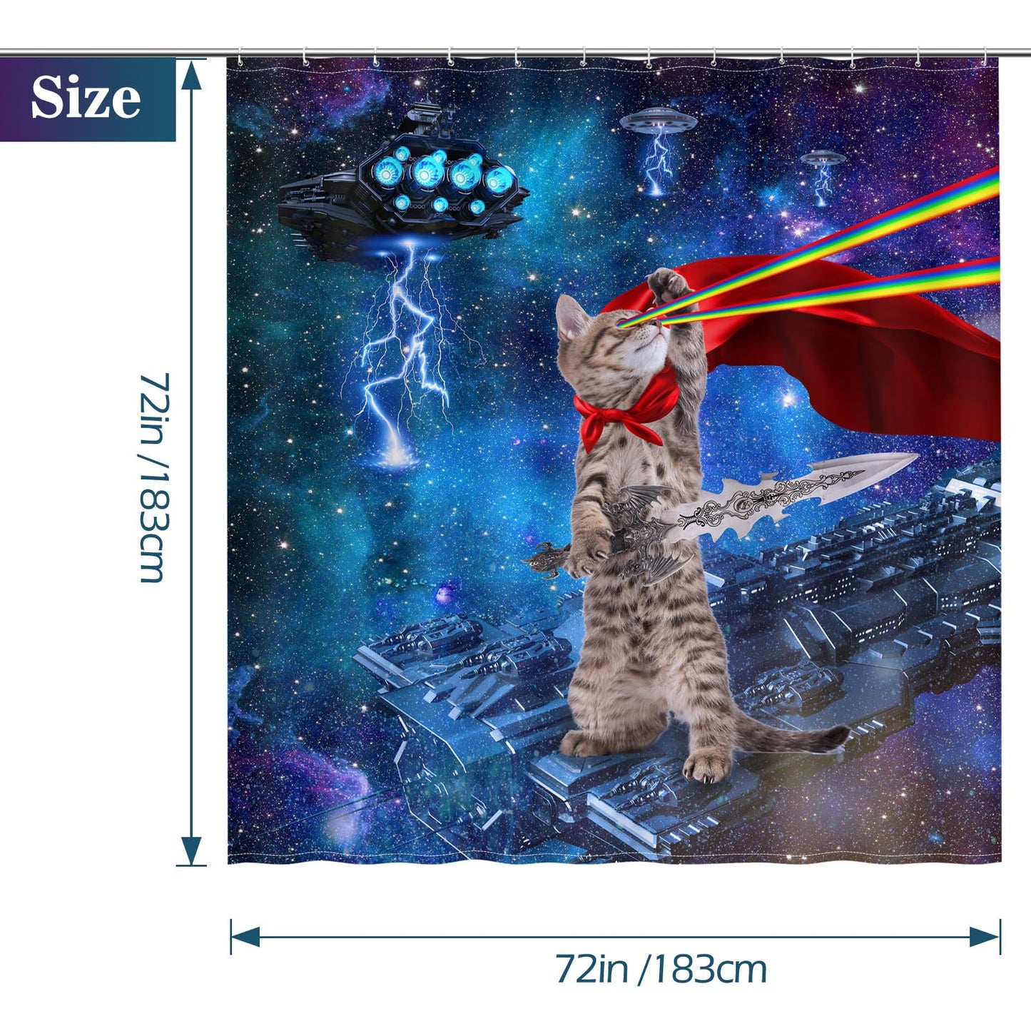 Aimego Funny Cat Shower Curtains for Bathroom - Cool Cute Cat on