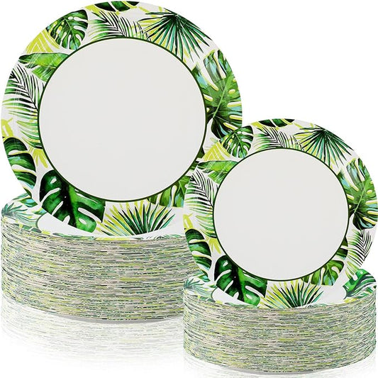 120 Pcs Summer Party Paper Plates Disposable