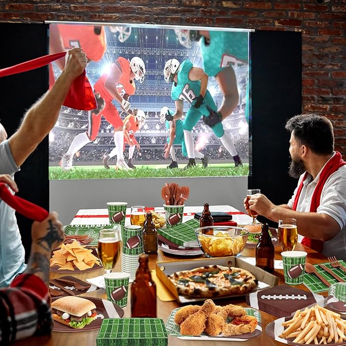 400 Pcs Football Party Supplies Paper Round Square Plates