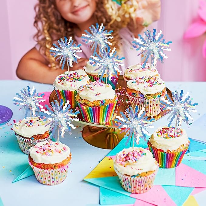 30Pcs Foil Firework Cupcake Toppers Happy Birthday Cake
