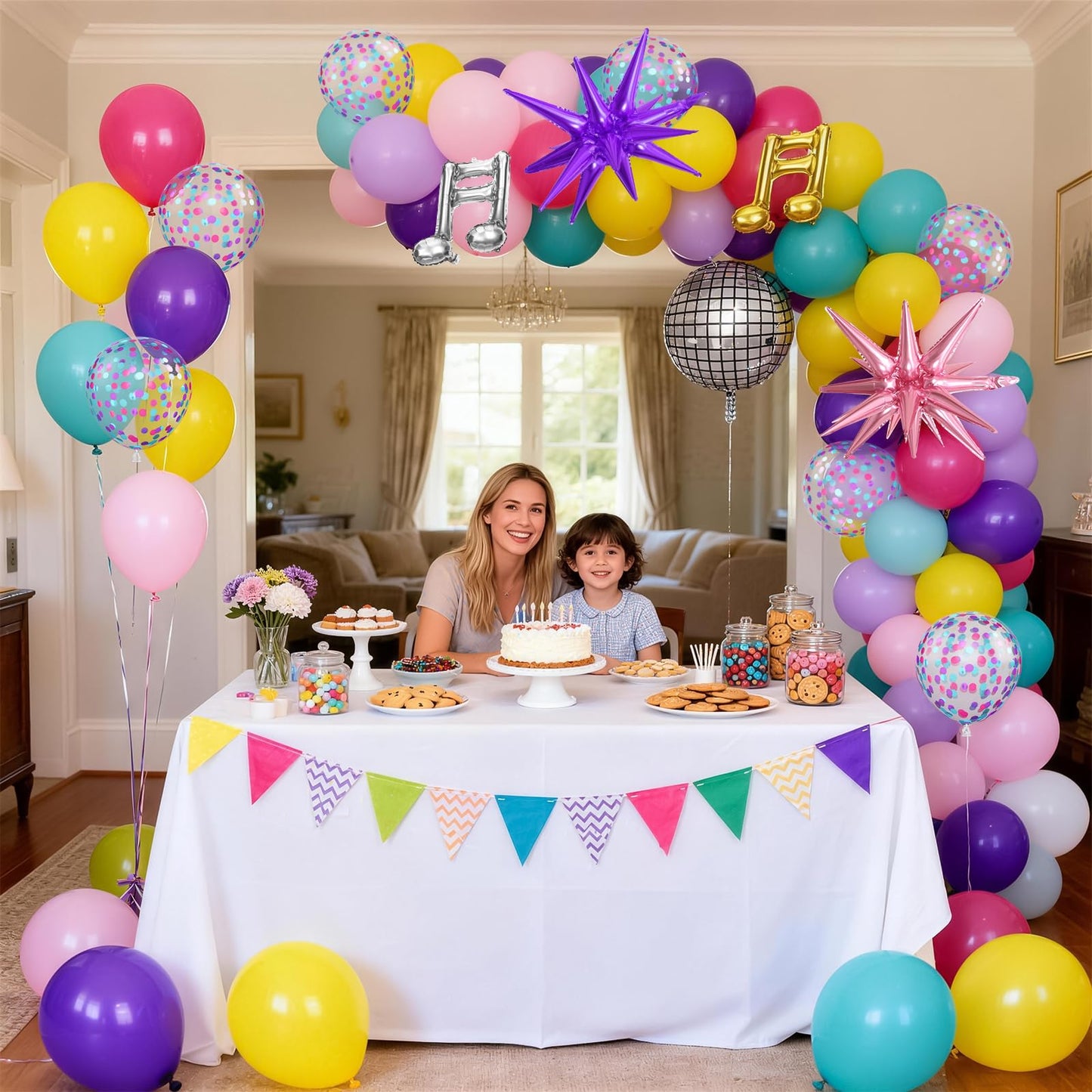 KPOP Music Theme Balloon Garland Arch Kit, 119Pcs Rainbow Colorful