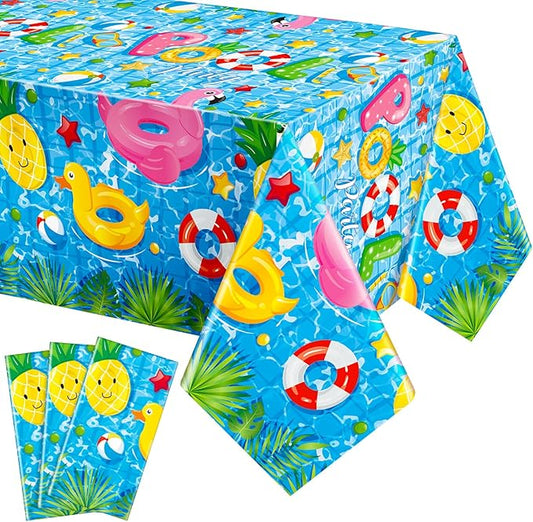 Thyle 3 Pcs Pool Party Tablecloth Plastic Summer Beach Table Cover 54