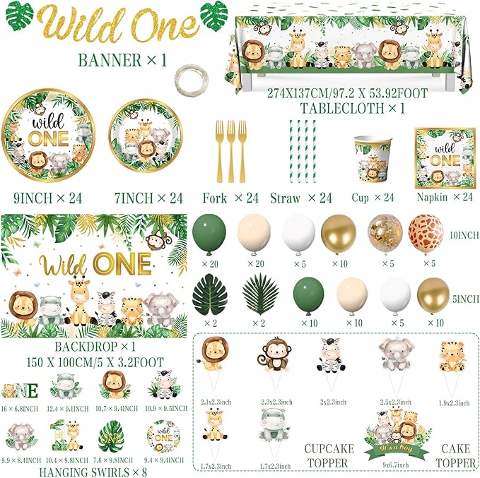 Wild Birthday Decorations Safari Birthday Decorations 277Pcs Wild