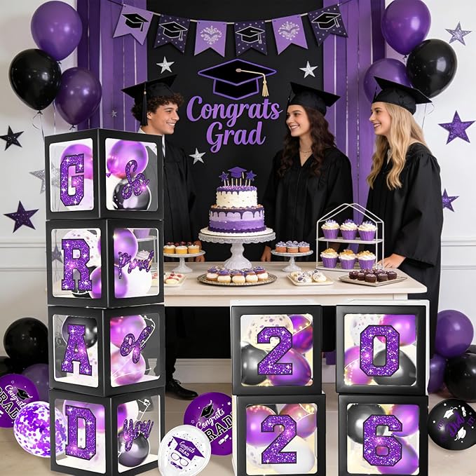 Graduation Decorations 2026 - Purple Graduation Decorations - Set of