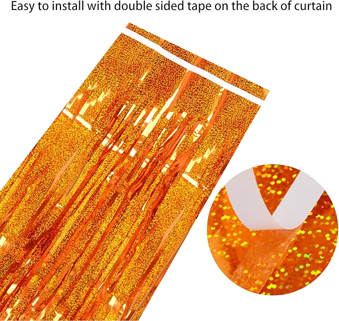 Upgraded Thicker Melsan Tinsel Fringe Curtain, 3 Pack 3.2 x 8.2 ft