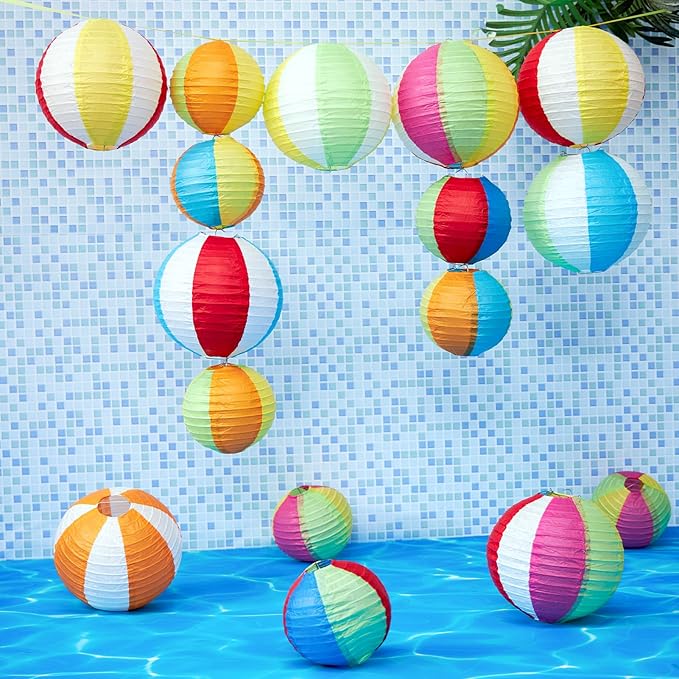 Easy Joy 16PCS Pool Party Decorations Summer Beach Ball Paper