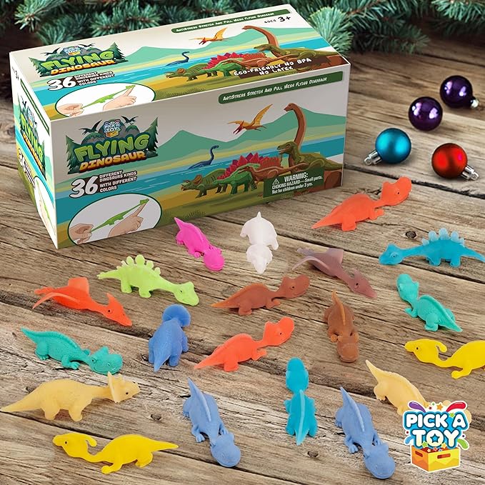 PICK A TOY Stretchy Slingshot Dinosaur Toys 36 Mini Rubber Dinosaurs