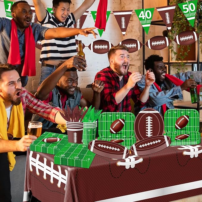 178pcs Football Party Supplies Kit Tableware Includes Large Football
